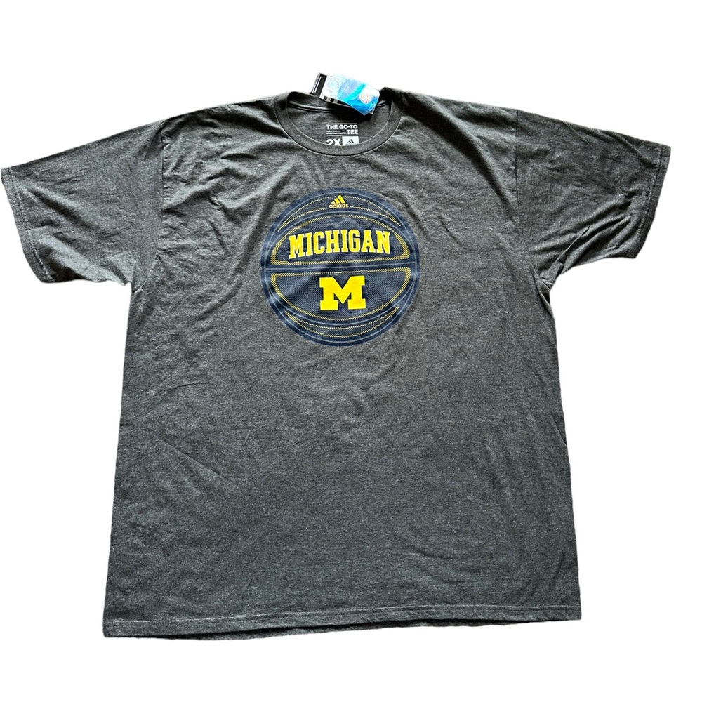 NCAA University of Michigan Basketball 2XL Gray T-shirt by Adidas NWT